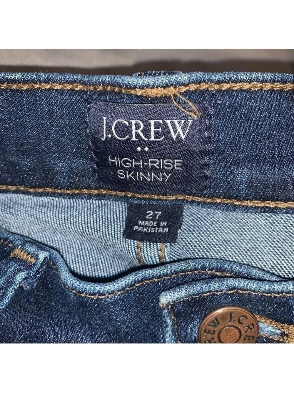 𝅺J. CREW High Rise Dark Wash Skinny Jeans size 27
